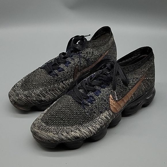 Nike Air Vapormax Flyknit Explorer Grey Black Rose Gold Size 10 Rare - Picture 2 of 11